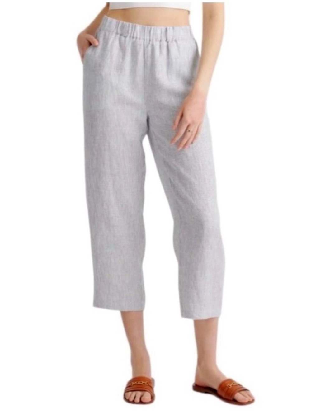 Quince Pinstripe 100% European Linen Crop